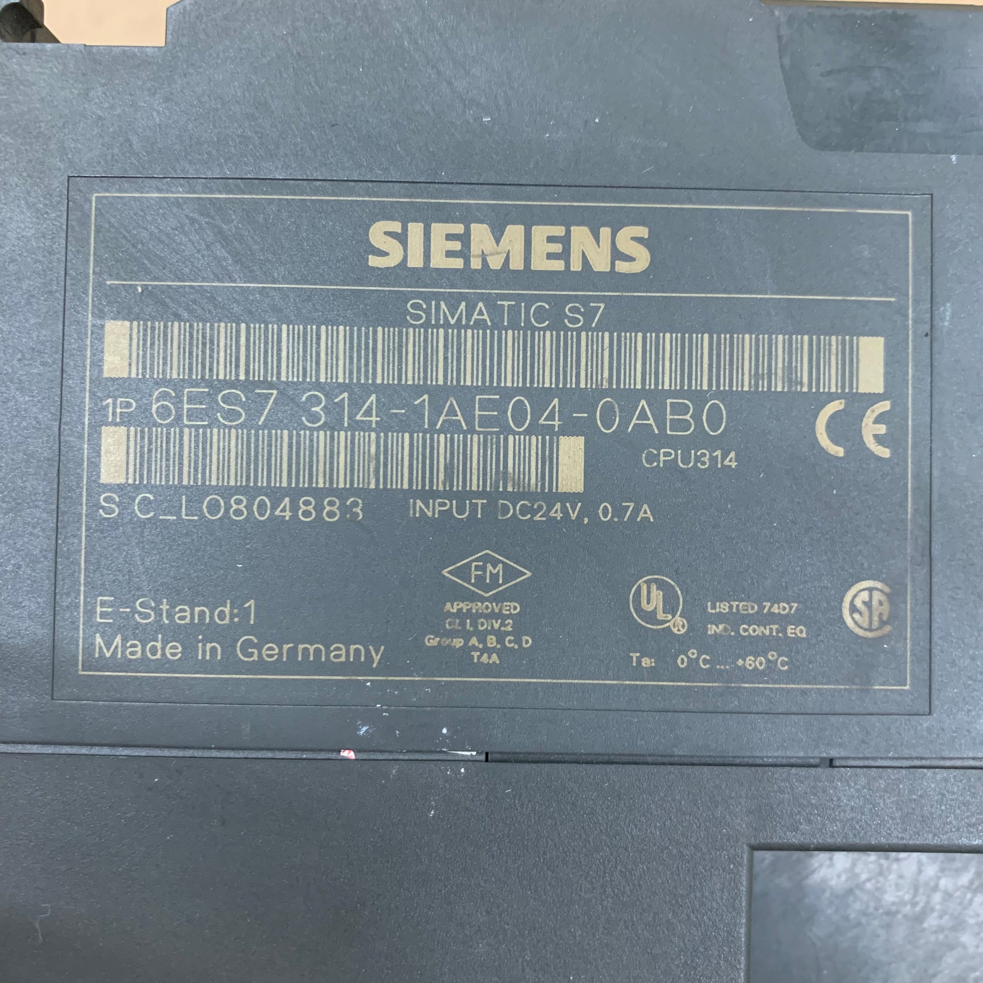 SIEMENS 6ES7314-1AE04-0AB0 Simatic S7-300 CPU