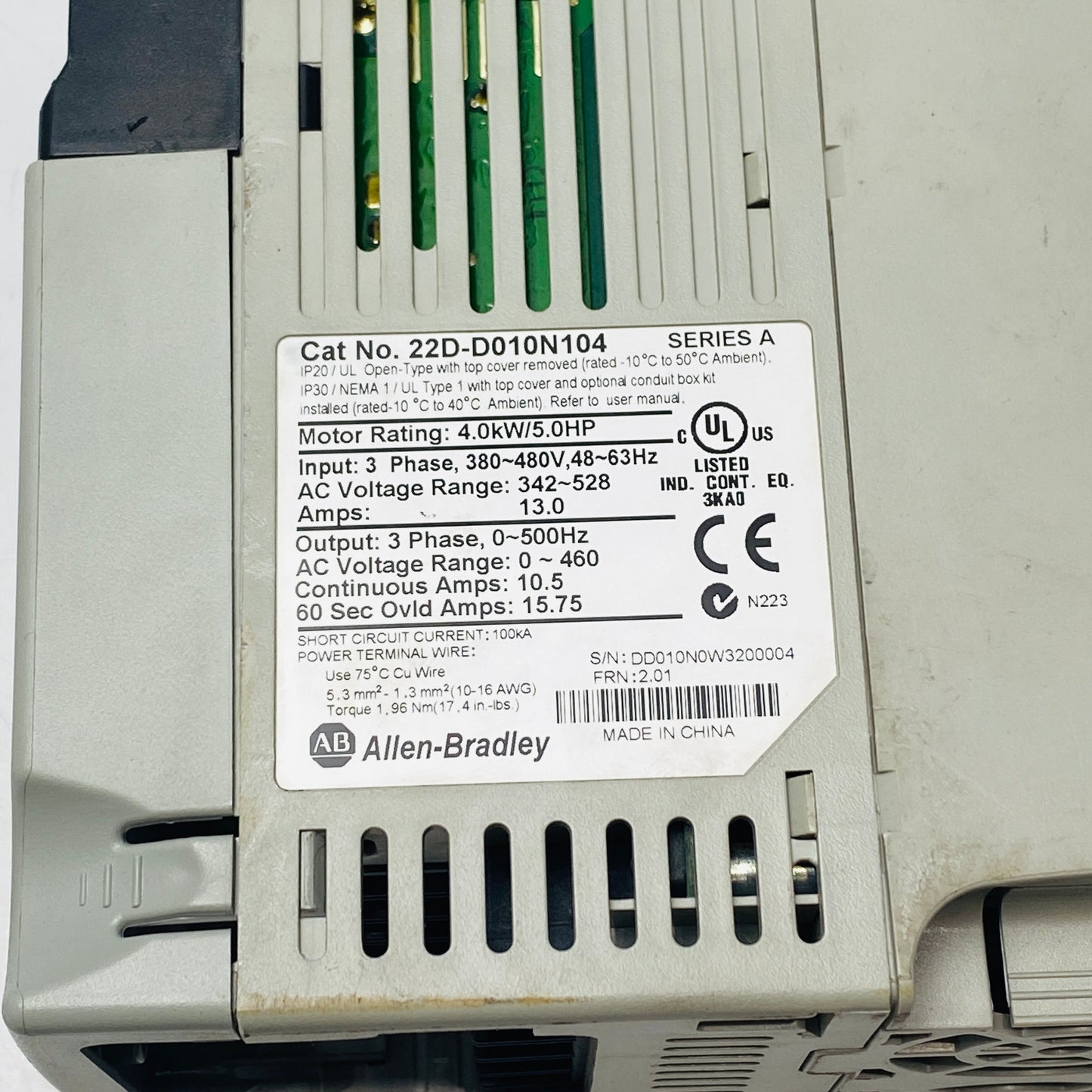 ALLEN BRADLEY 22D-D010N104 AC DRIVE
