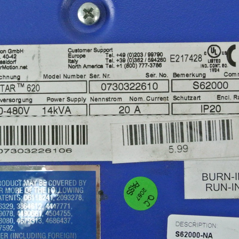 Kollmorgen S62000 Servo Drive Input 3x230-480V