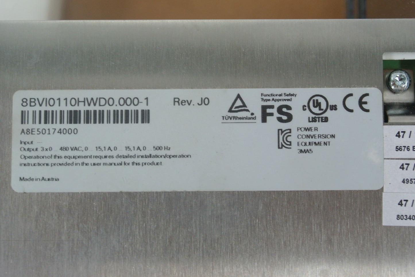 B&R ACOPOSmulti I0110D 8BVI0110HWD0.000-1 Inverter