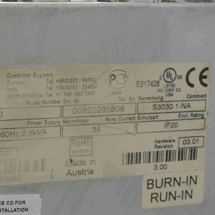 Kollmorgen S30301-NA Servo Drive Input 208-480V