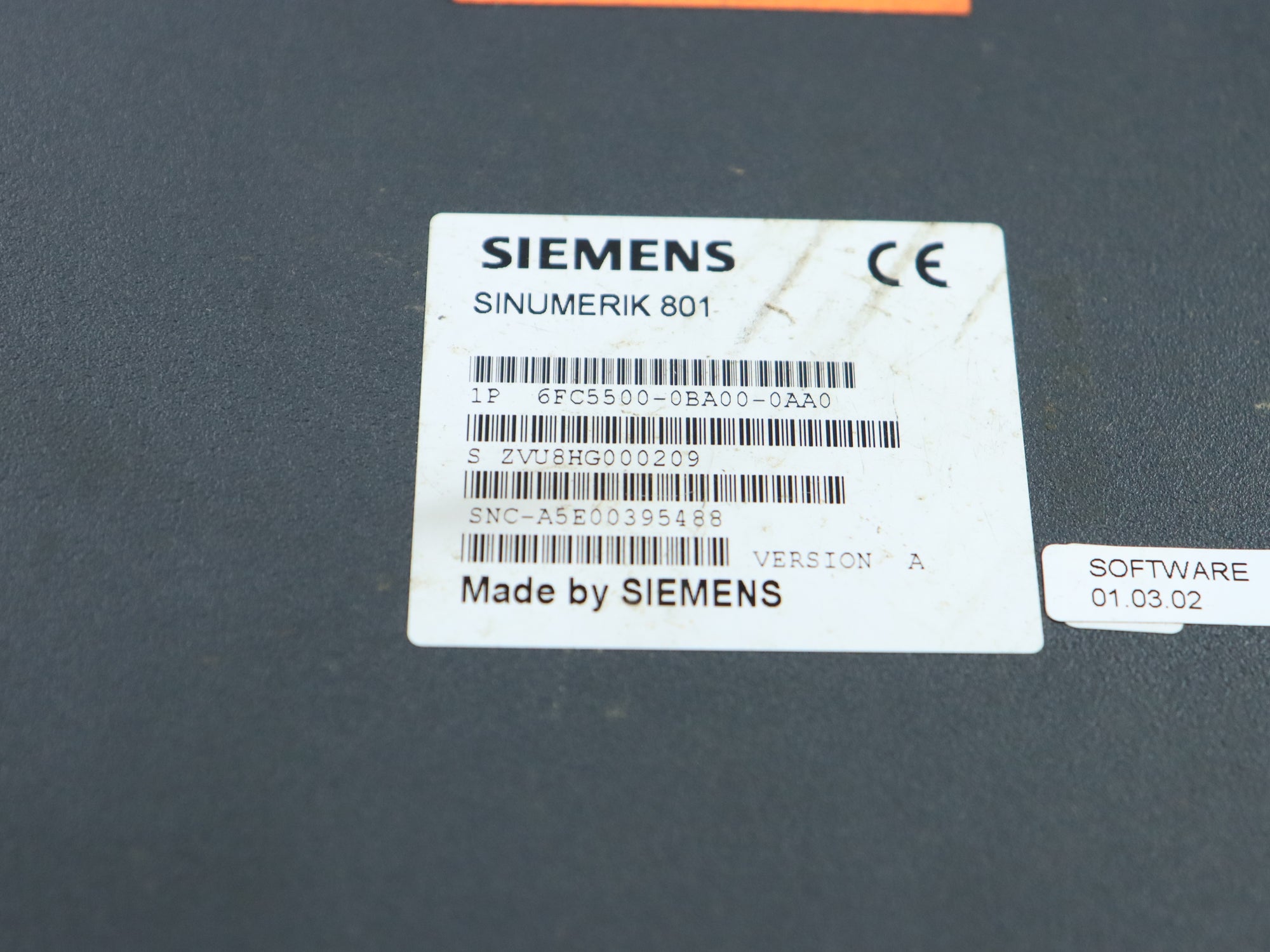 SIEMENS 6FC5500-0BA00-0AA0 Numerical control system operating screen