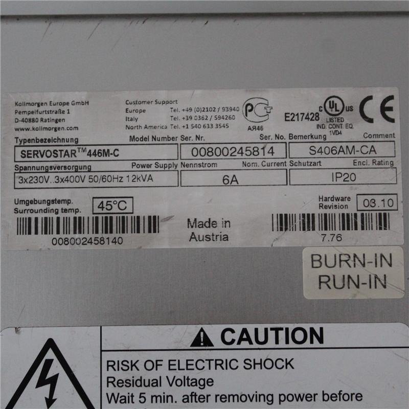 Kollmorgen S406AM-CA SERVOSTAR TM446M-C 12kva Servo Drive - Rockss Automation