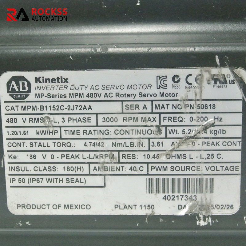 Allen Bradley MPM-B1152C-2J72AA 電機