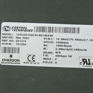 Emerson 142U2D150CACAB165240 servo motor