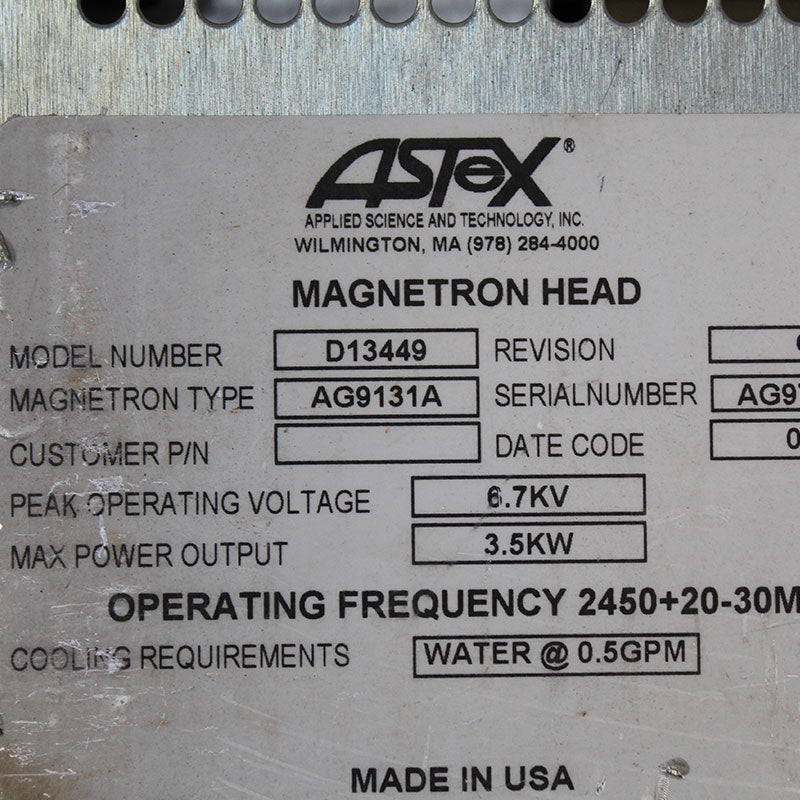 Astex D13449 AG9131A FI20638 Magnetron