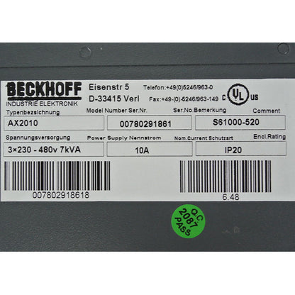 Beckhoff AX2010 servo driver