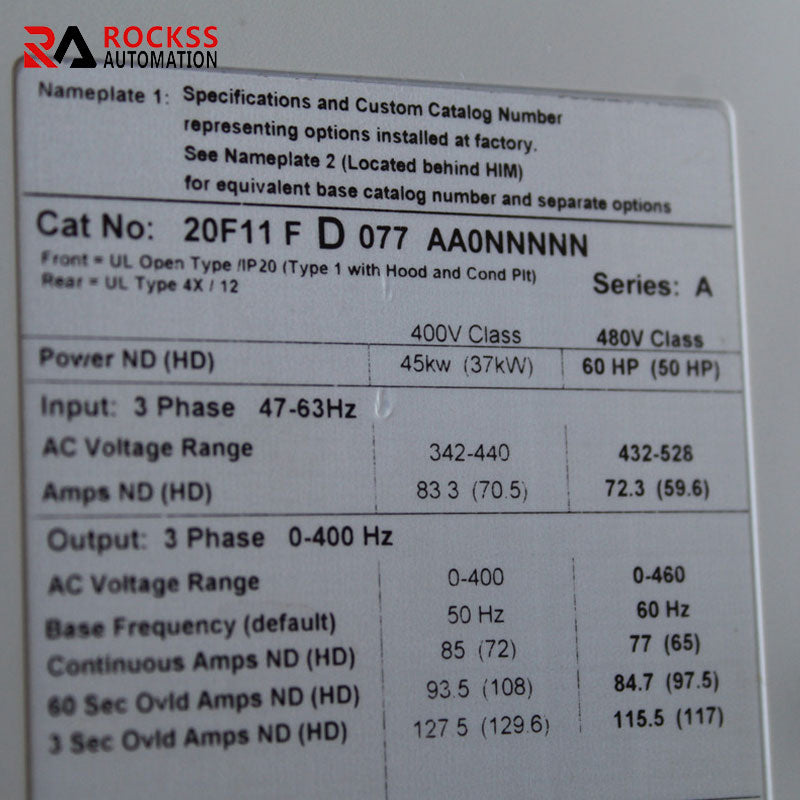 Allen Bradley 20F11FD077AA0NNNNN 753系列變頻器 45KW