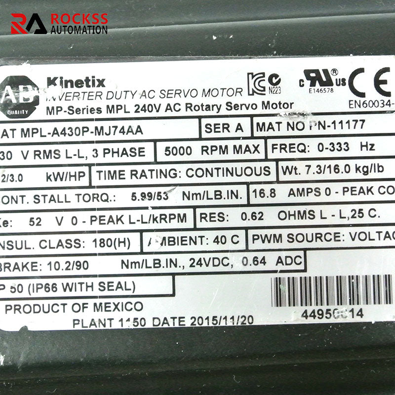 Allen Bradley MPL-A430P-MJ74AA 電機