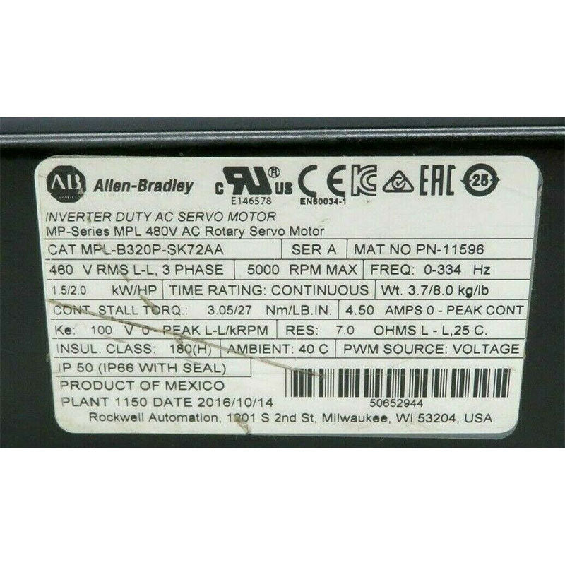 Allen Bradley MPL-B420P-SK72AA 電機