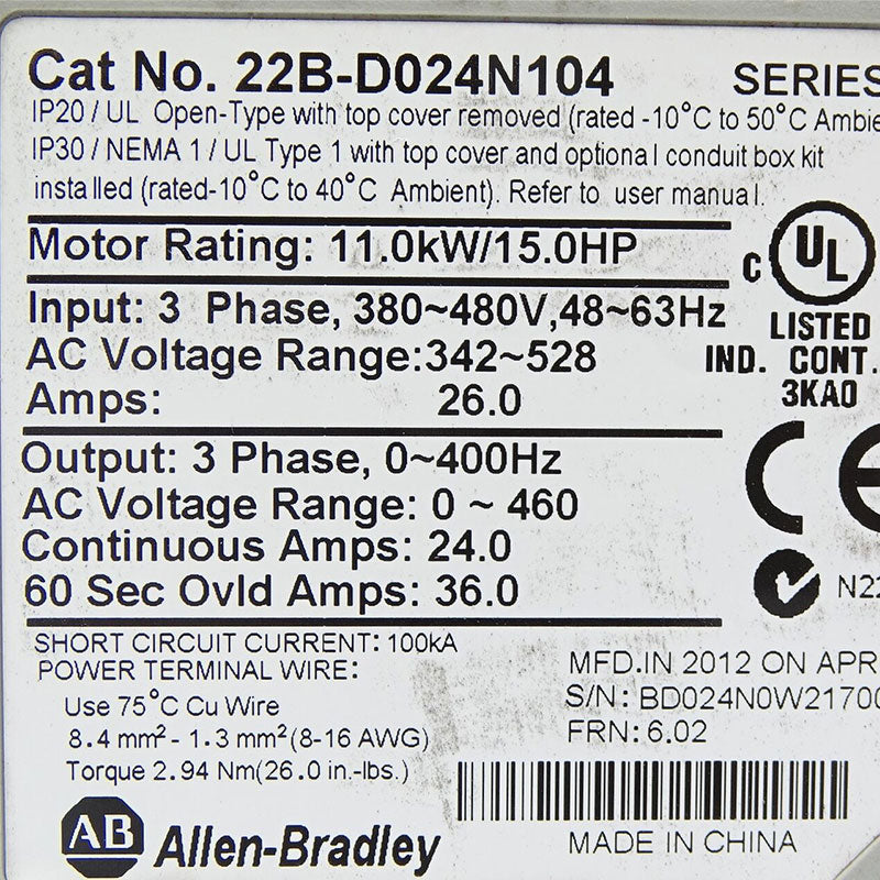 Allen Bradley 22B-D024N104變頻器