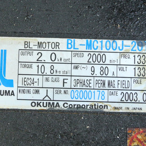 OKUMA BL-MC100J-20T Motor