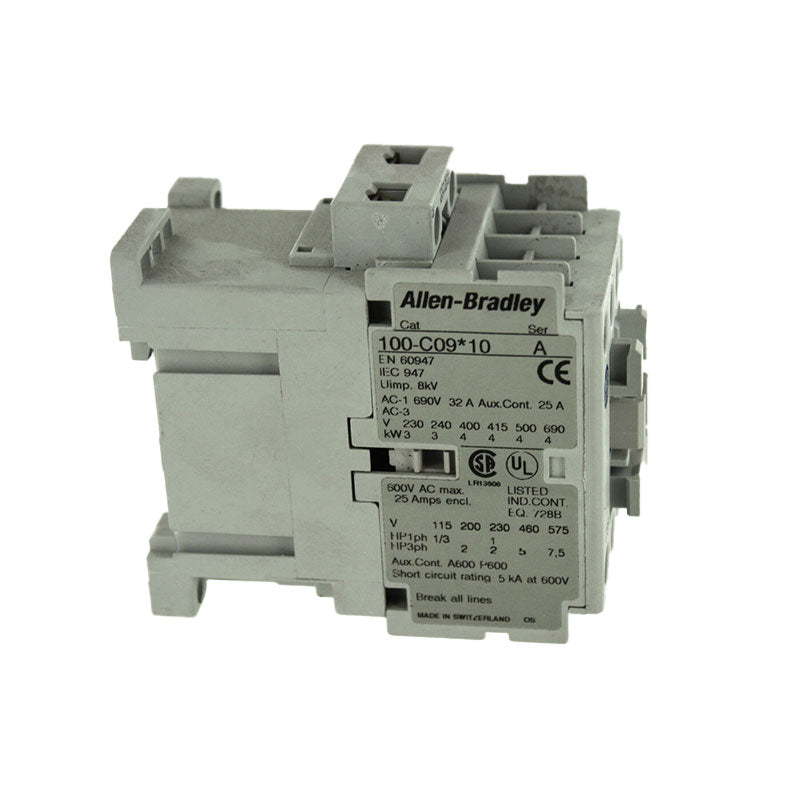 Allen-Bradley 100-CO9N10 系列 A、100-CO9*10 系列 A、110V/120V、50/60Hz、交流、標準接點、螺絲端子、1 NO 0 NC 輔助接點配置、接觸器、控制器