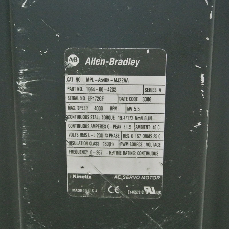 艾倫·布拉德利MPL-A540K-MJ22AA（GAM-7117）伺服電機