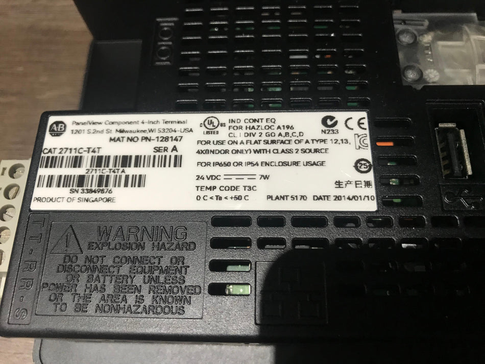 Allen Bradley 2711C-T4T Panelview C400 Operator Interface Panel
