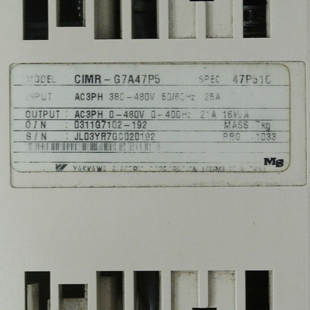 YASKAWA CIMR-G7A47P5 Inverter - Rockss Automation