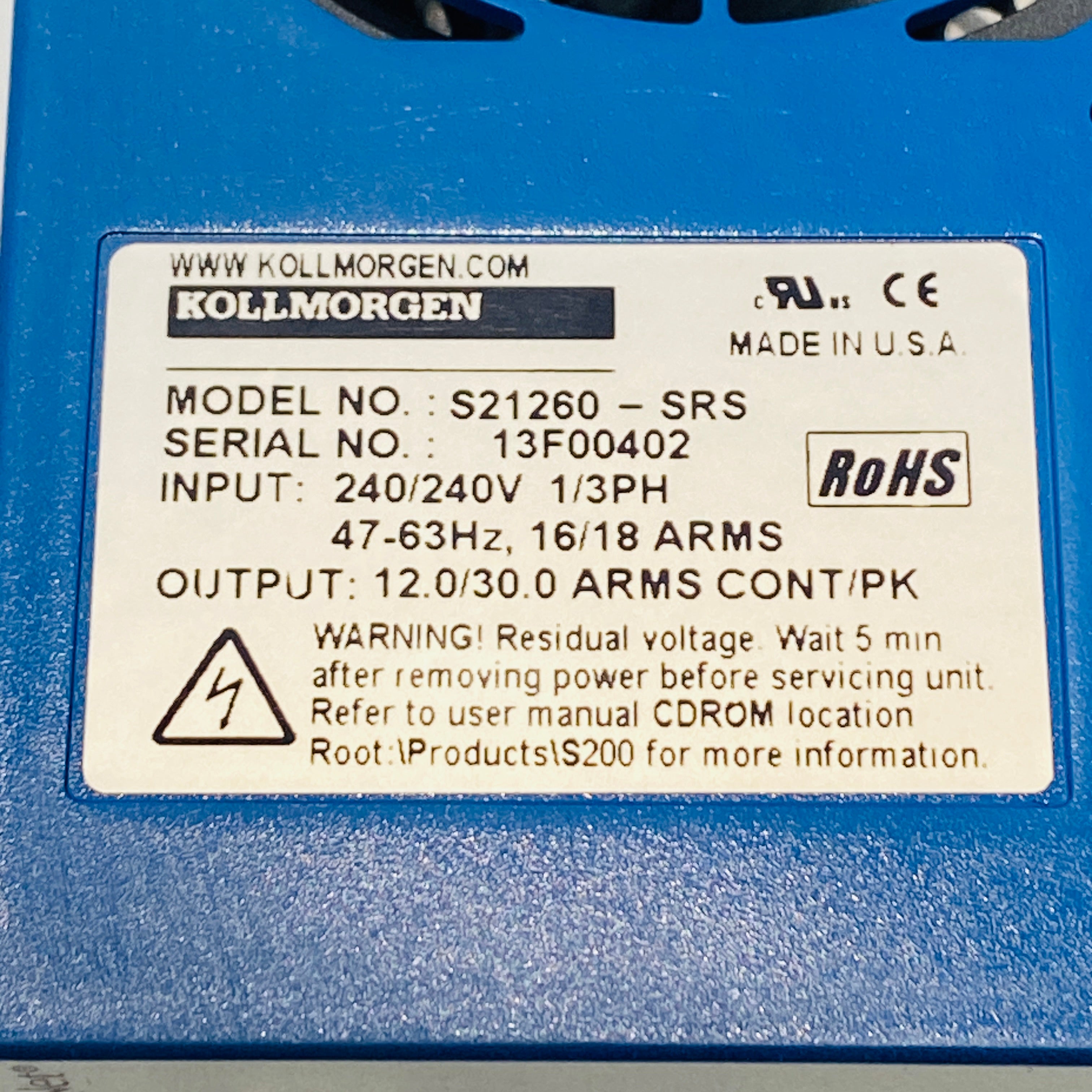 Kollmorgen S21260-SRS伺服驅動器