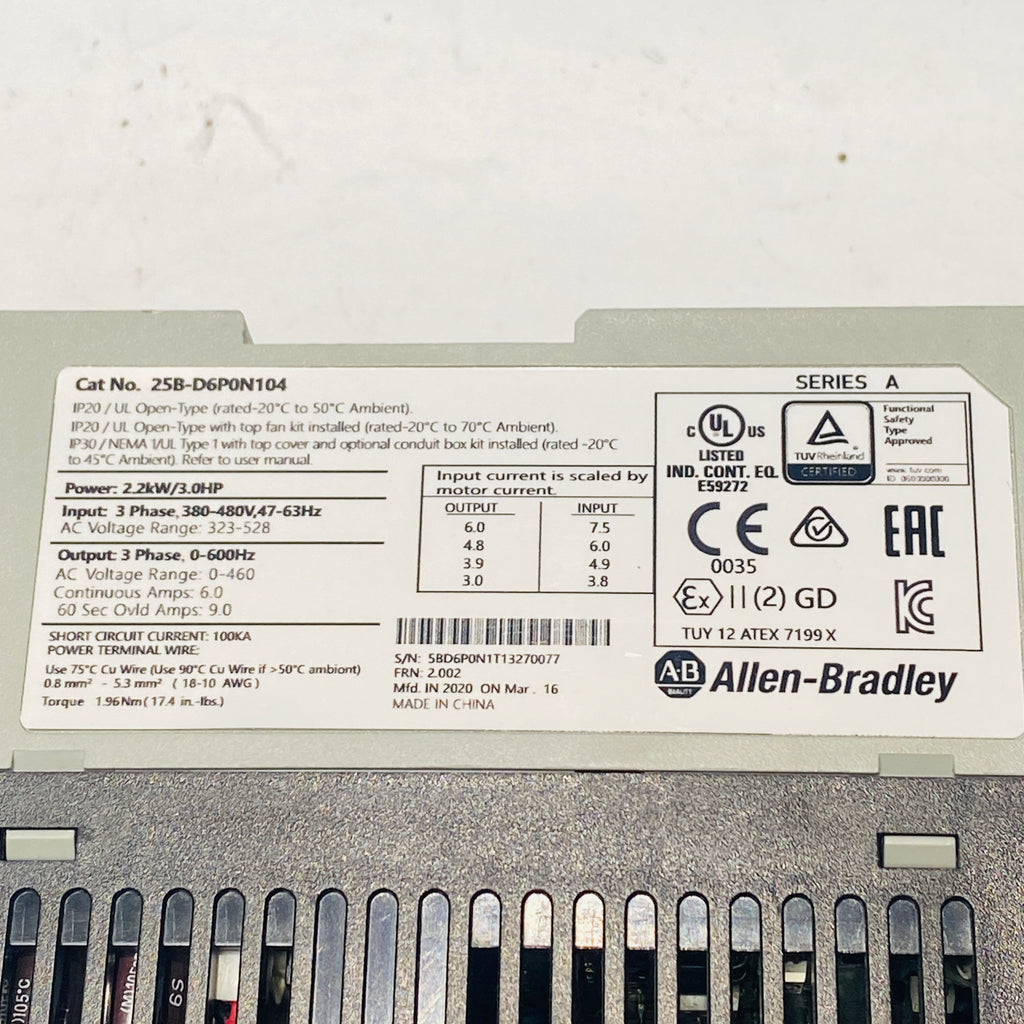 Allen Bradley 25B-D6P0N104 PowerFlex 525 交流電驅動器