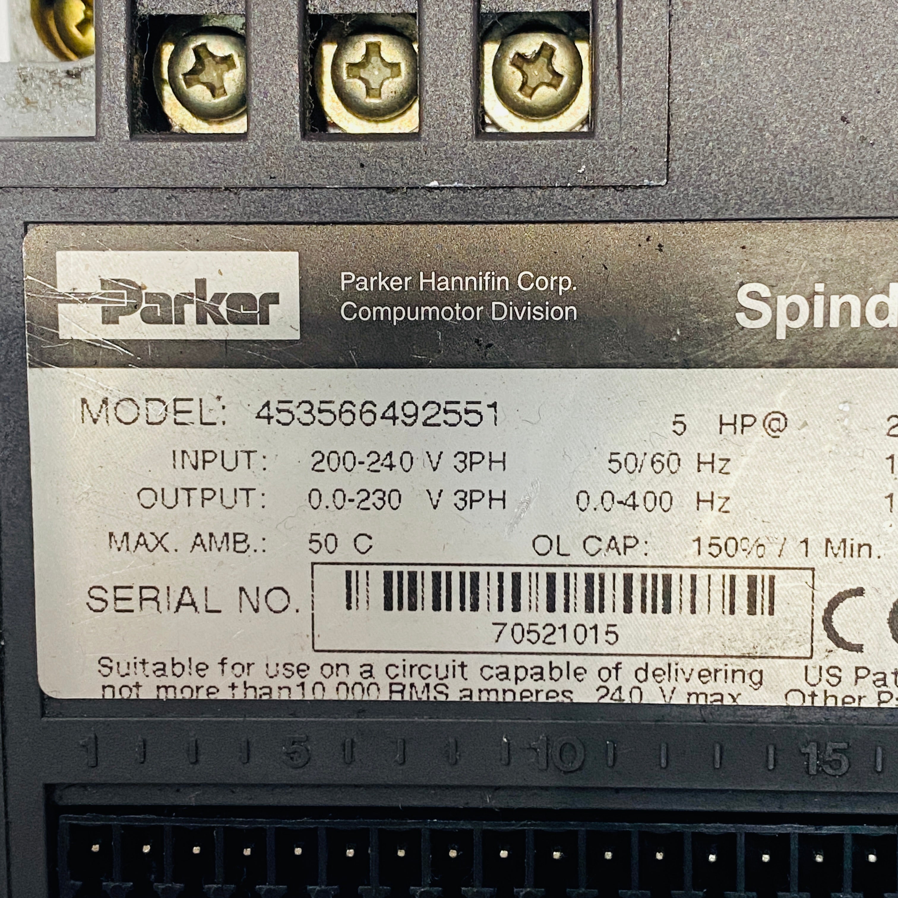 Parker 453566492551 伺服控制器輸入 200-240V 3PH