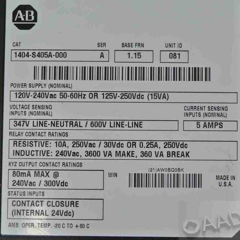 Allen Bradley 1404-S405A-000 模組