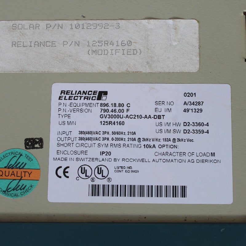 RELIANCE ELECTRIC GV3000U-AC210-AA-DBT 逆變器