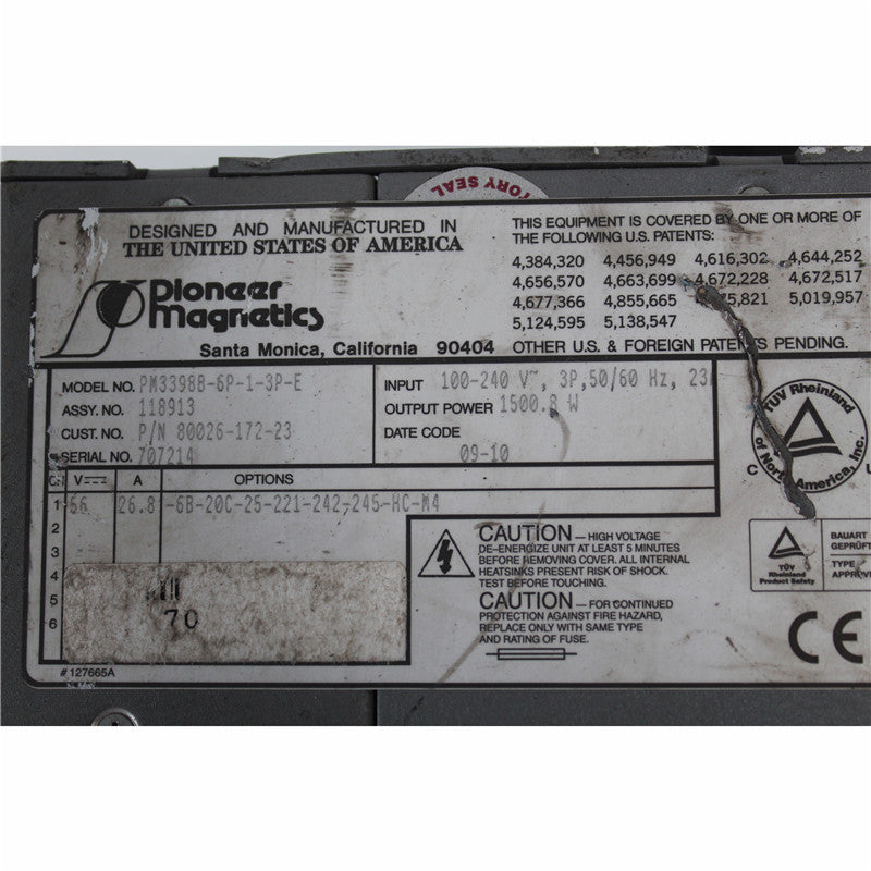 Pioneer Magnetics PM3398B-6P-1-3P-E 高壓電源