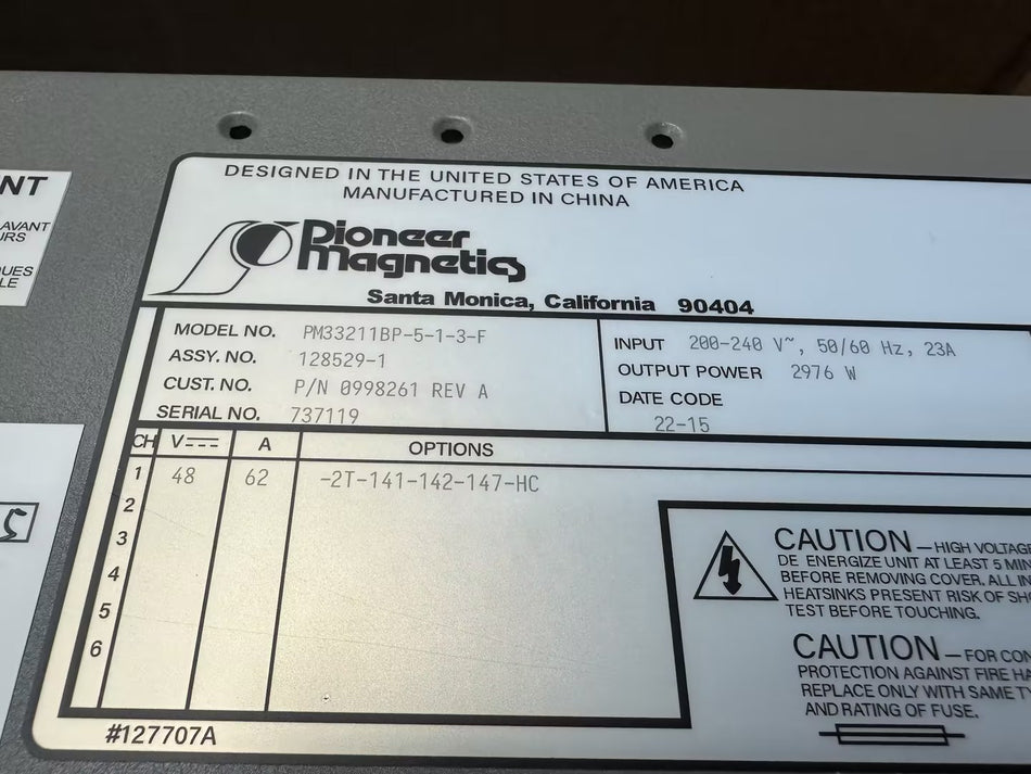 Pioneer Magnetics PM33211BP-5-1-3–F Power Supply