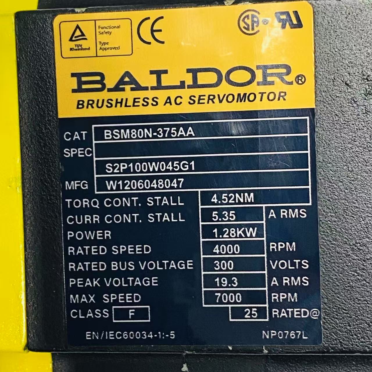 BALDOR BSM80N-375AA BRUSHLESS AC SERVO MOTOR
