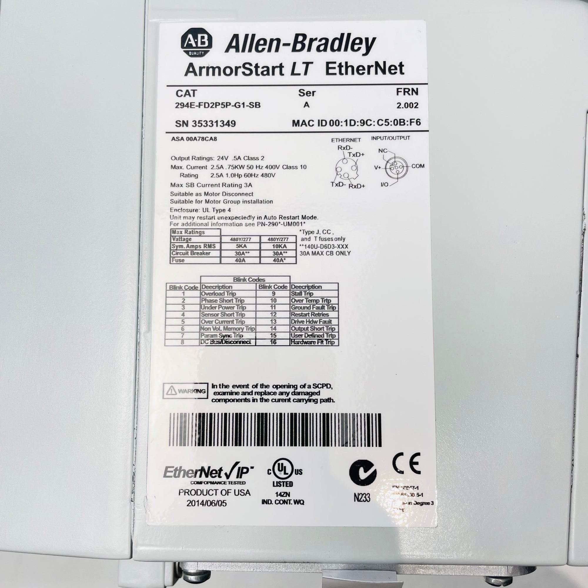Allen Bradley 294E-FD2P5P-G1-SB防爆變頻器