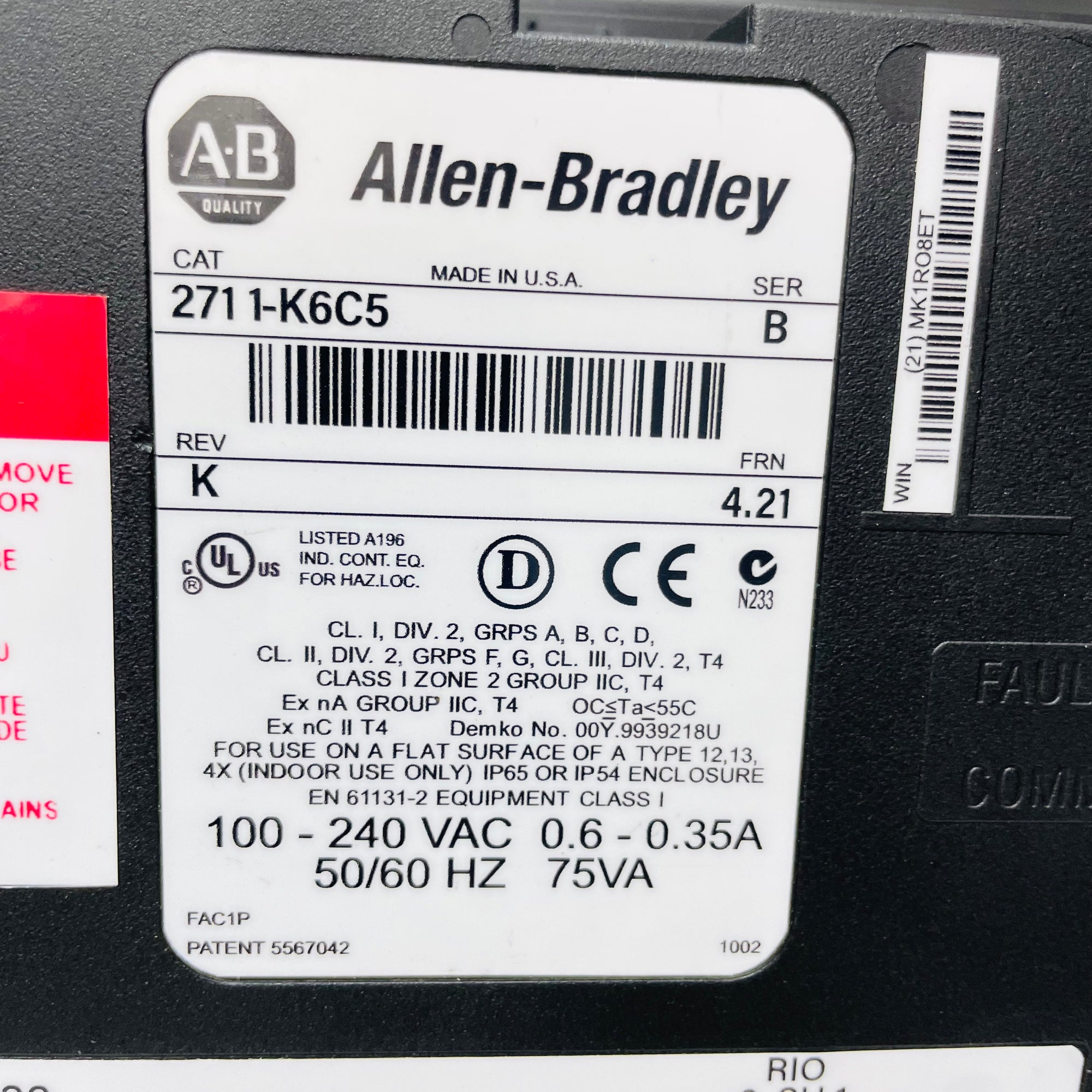 Allen Bradley 2711-K6C5 Panelview 600 HMI 介面