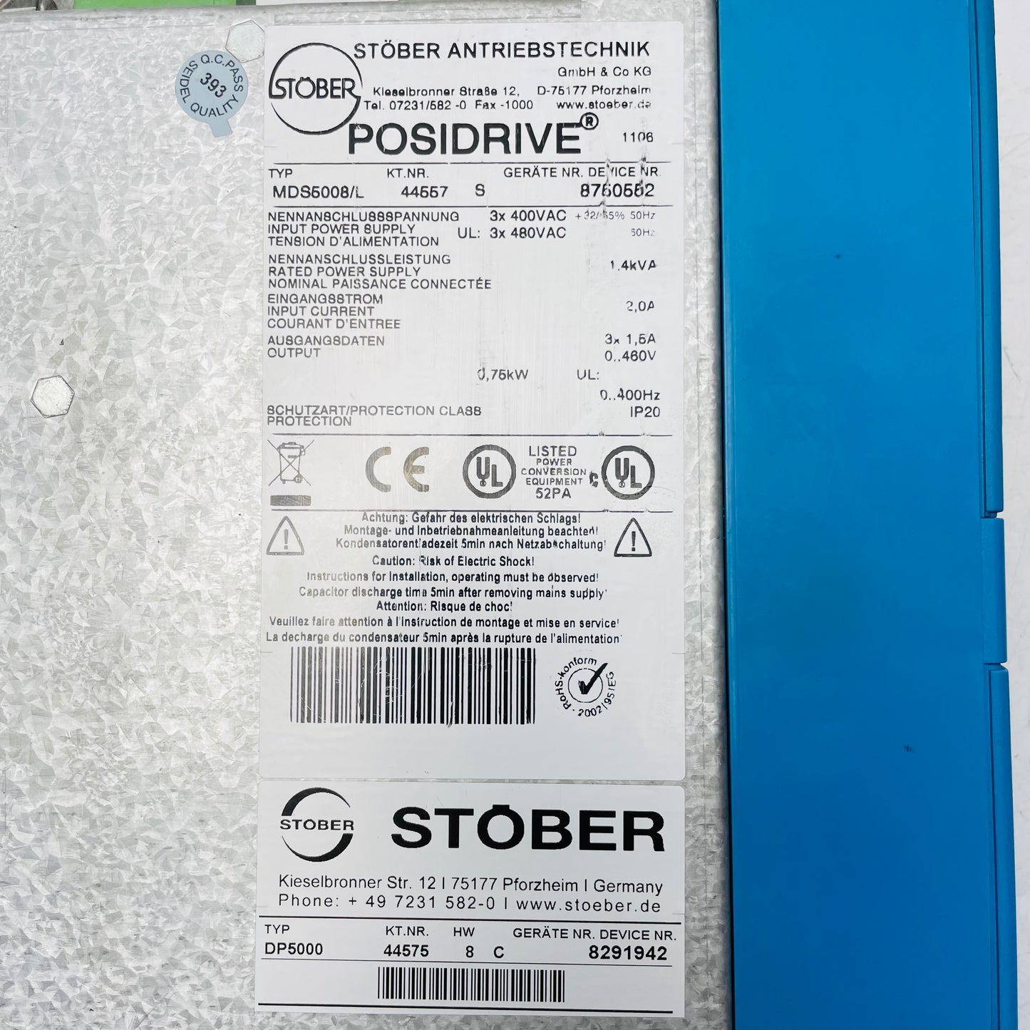 STOBER MDS 5000 MDS5008/L Servo Drive