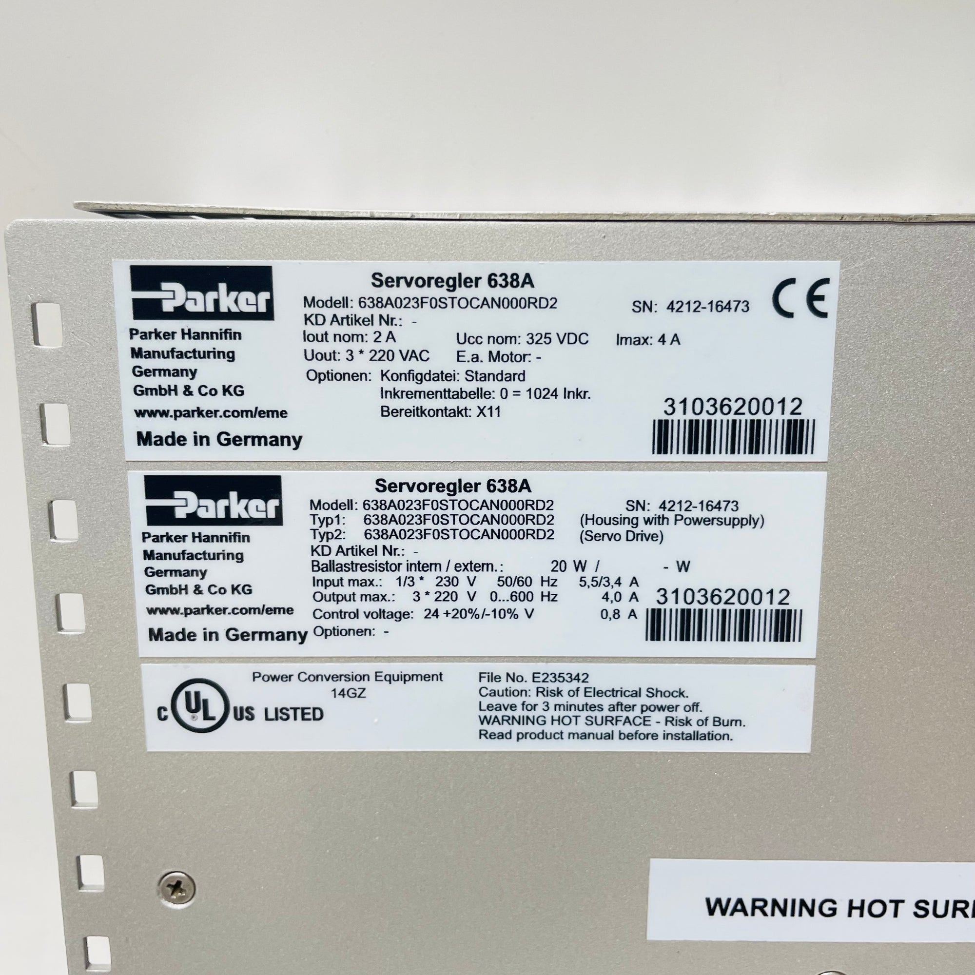 Parker 638A023F0STOCAN000RD2 Servo Drive