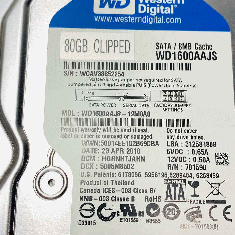 西部數據 WD1600AAJS-19M0A0 硬碟