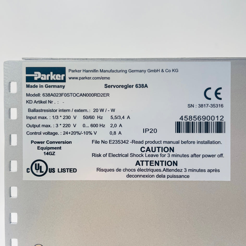 Parker 638A023F0STOCAN000RD2ER Servo driver