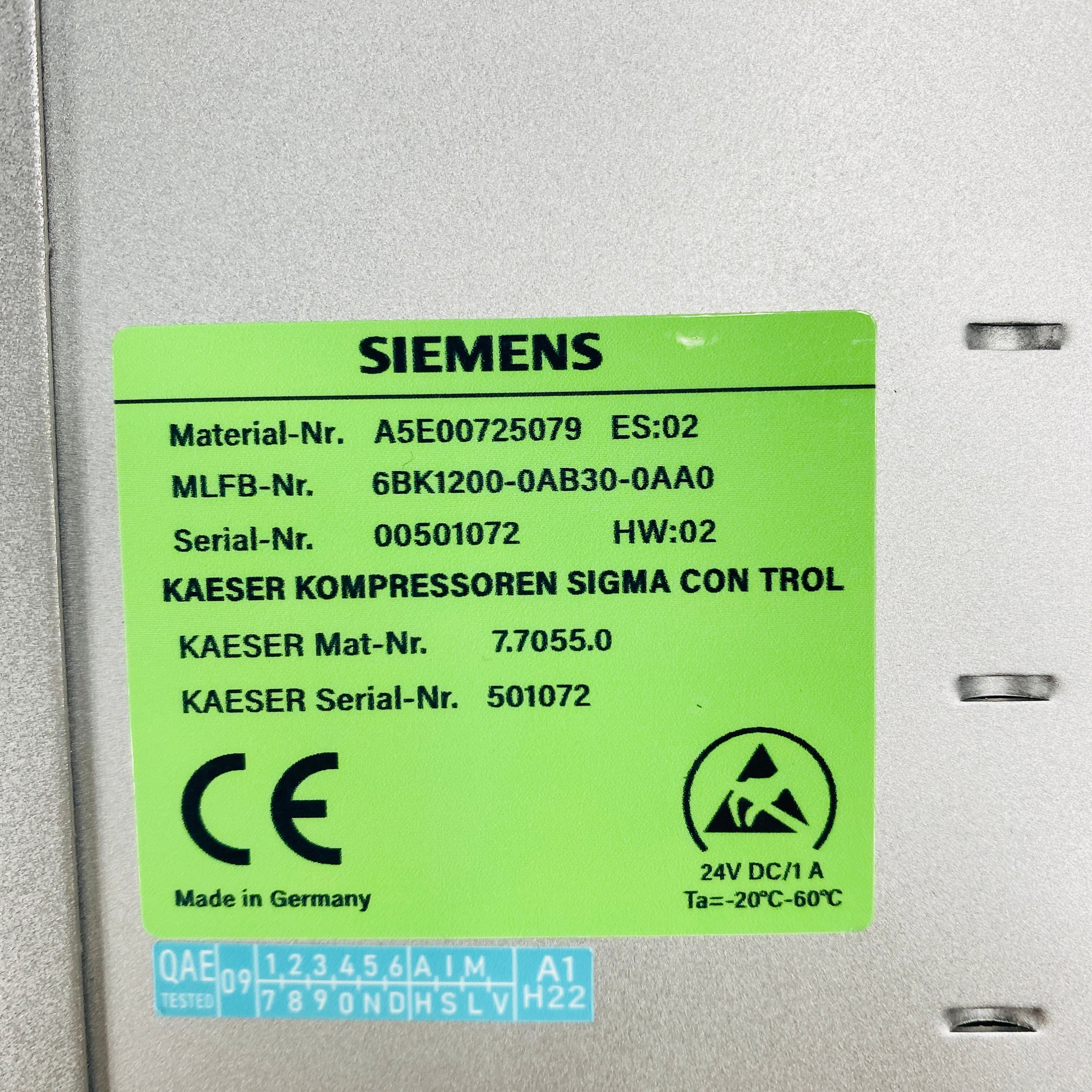 SIEMENS  KAESER Caesar Air Compressor Controller  6BK1200-0AB30-0AA0 - Rockss Automation