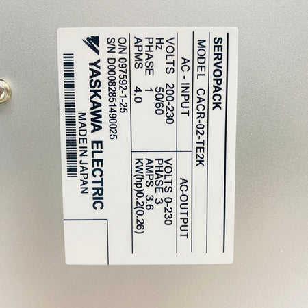 YASKAWA  Driver  CACR-02-TE2K - Rockss Automation