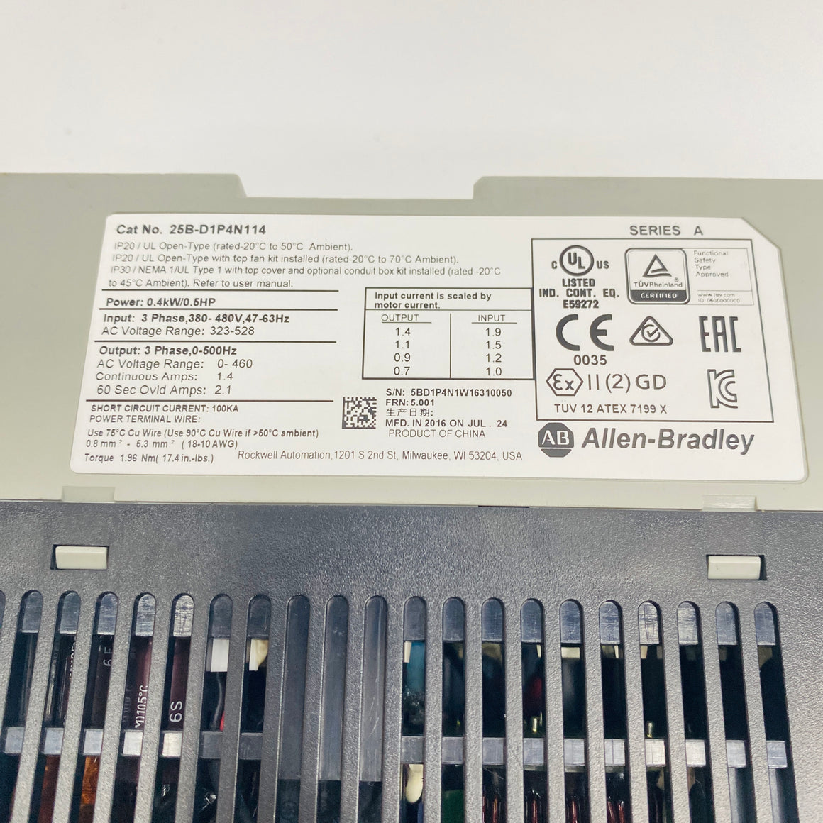 Allen‑Bradley Inverter 25B-D1P4N114 - Rockss Automation