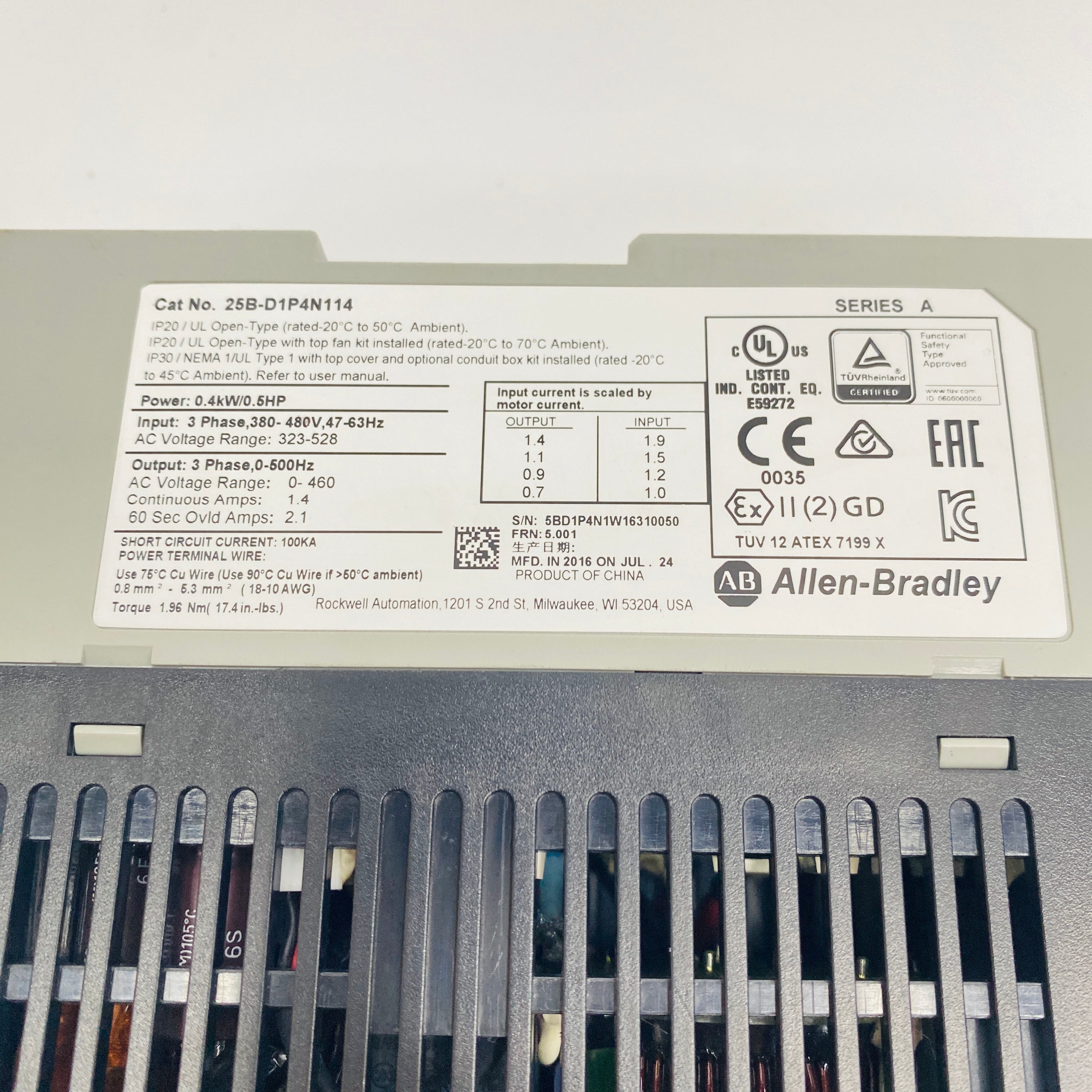 Allen‑Bradley Inverter 25B-D1P4N114 - Rockss Automation