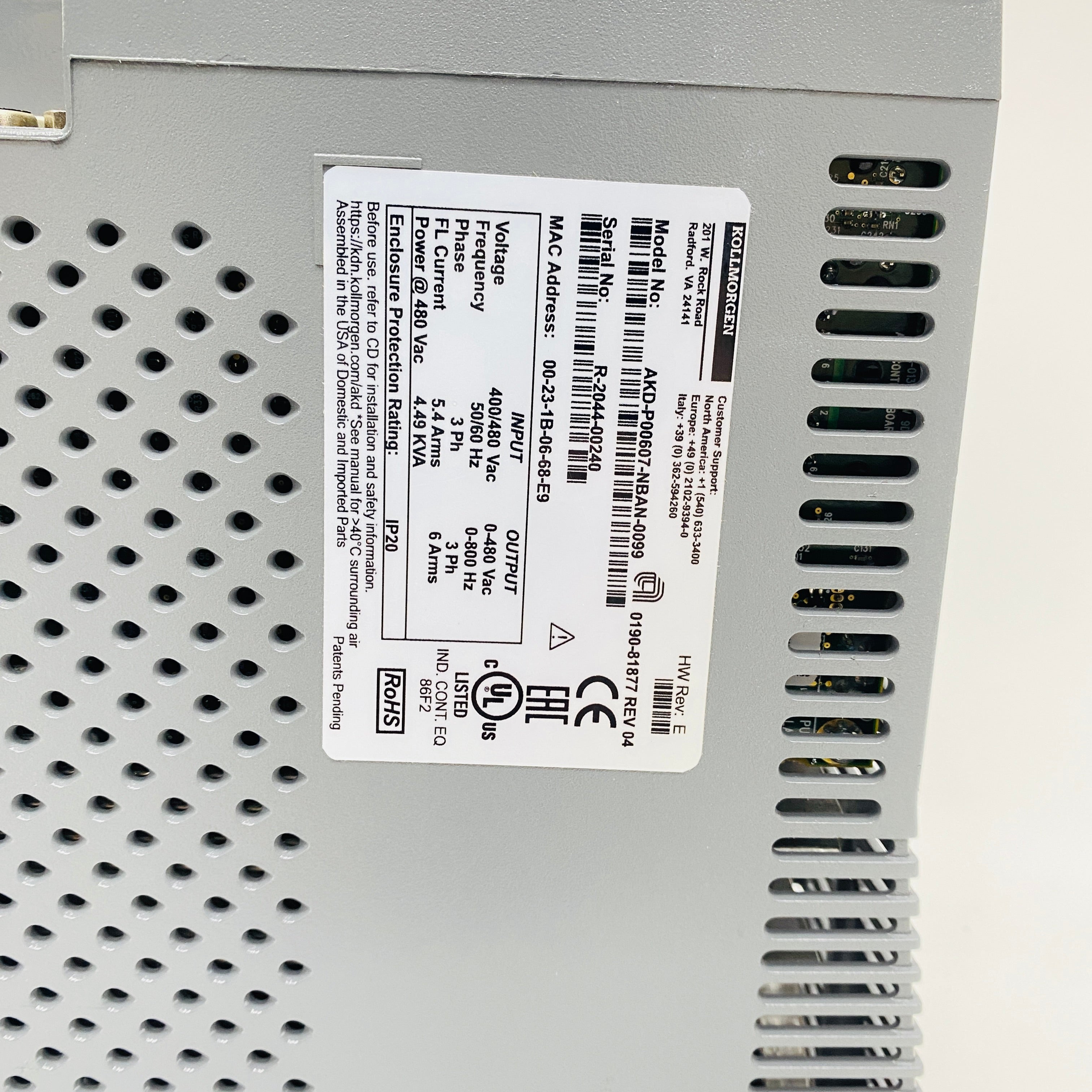 Kollmorgen Driver AKD-P00607-NBAN-0099 - Rockss Automation