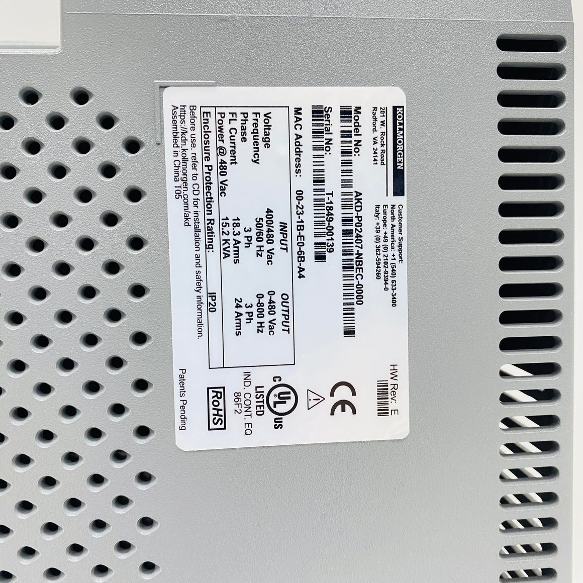 Kollmorgen  Driver  AKD-P02407-NBEC-0000 - Rockss Automation