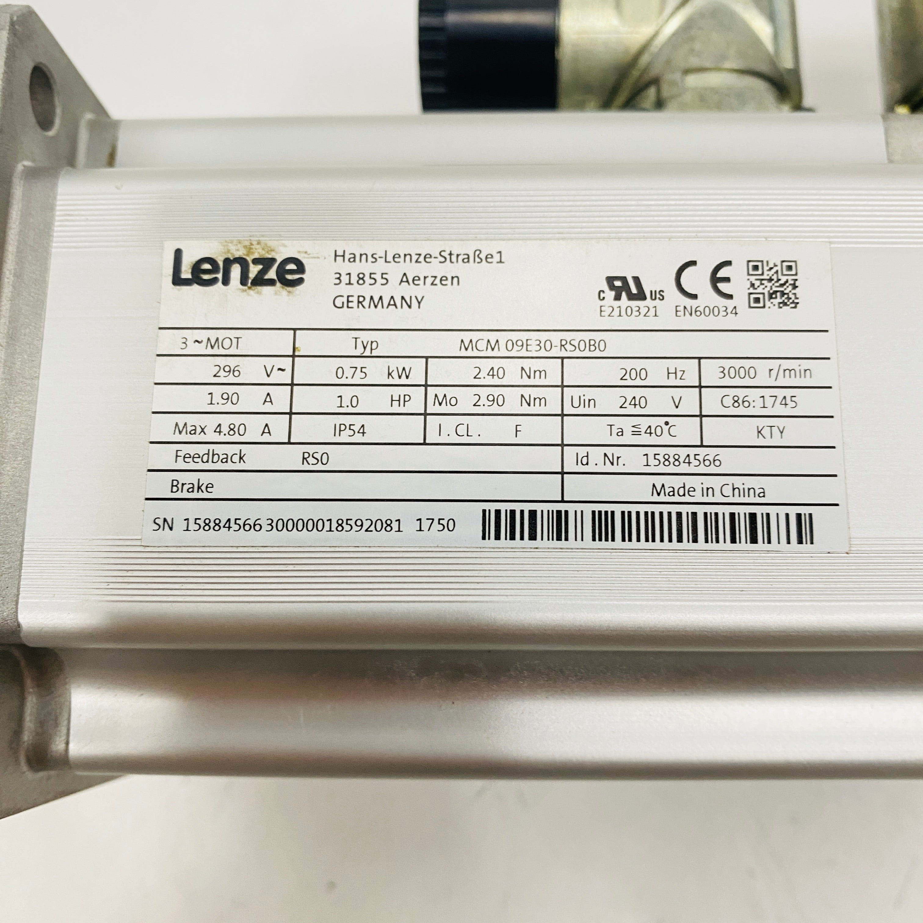 LENZE Motor MCM09E30-RS0B0 - Rockss Automation