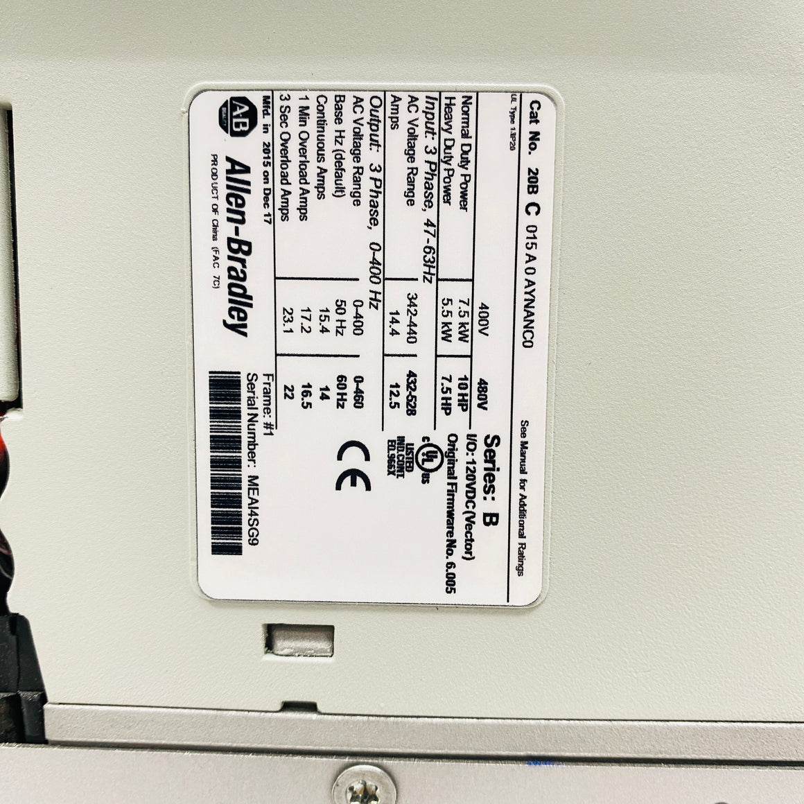 Allen-Bradley Inverter  20BC015A0AYNANC0 - Rockss Automation