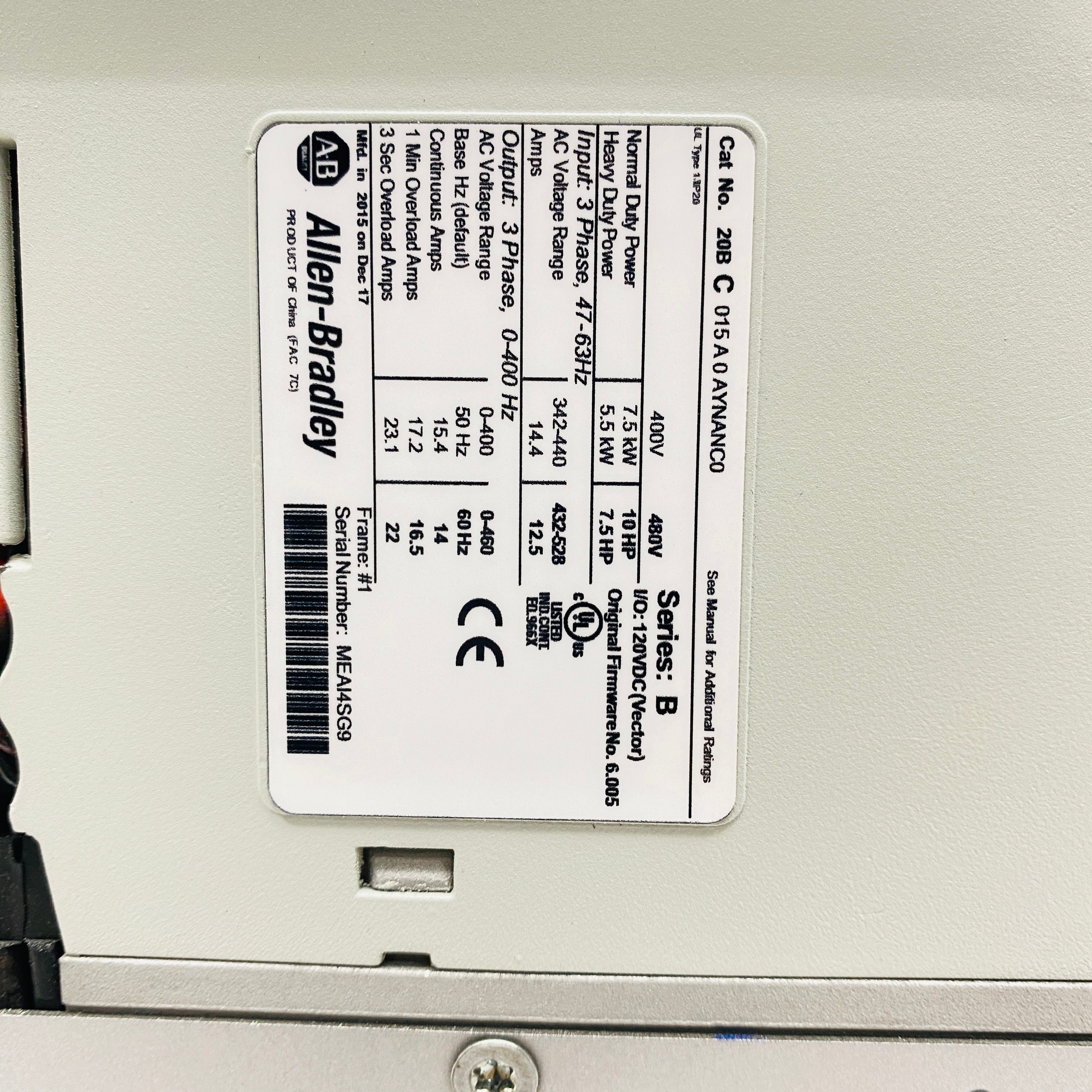 Allen-Bradley Inverter  20BC015A0AYNANC0 - Rockss Automation