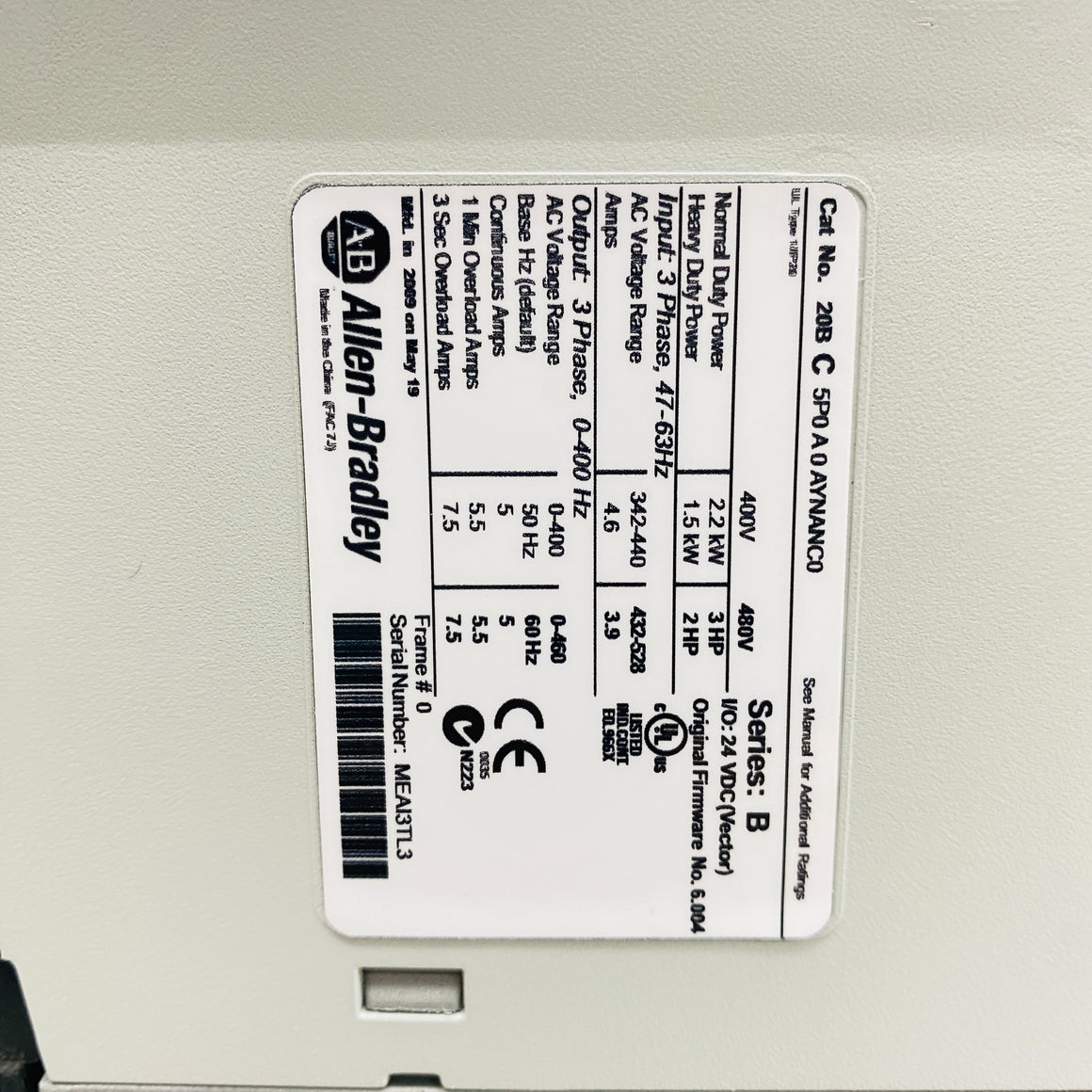 Allen-Bradley Frequency Converter 20BC5P0A0AYNANC0 - Rockss Automation