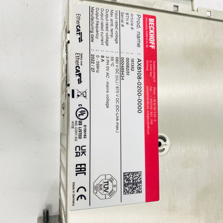 BECKHOFF Driver AX8108-0200-0000 - Rockss Automation