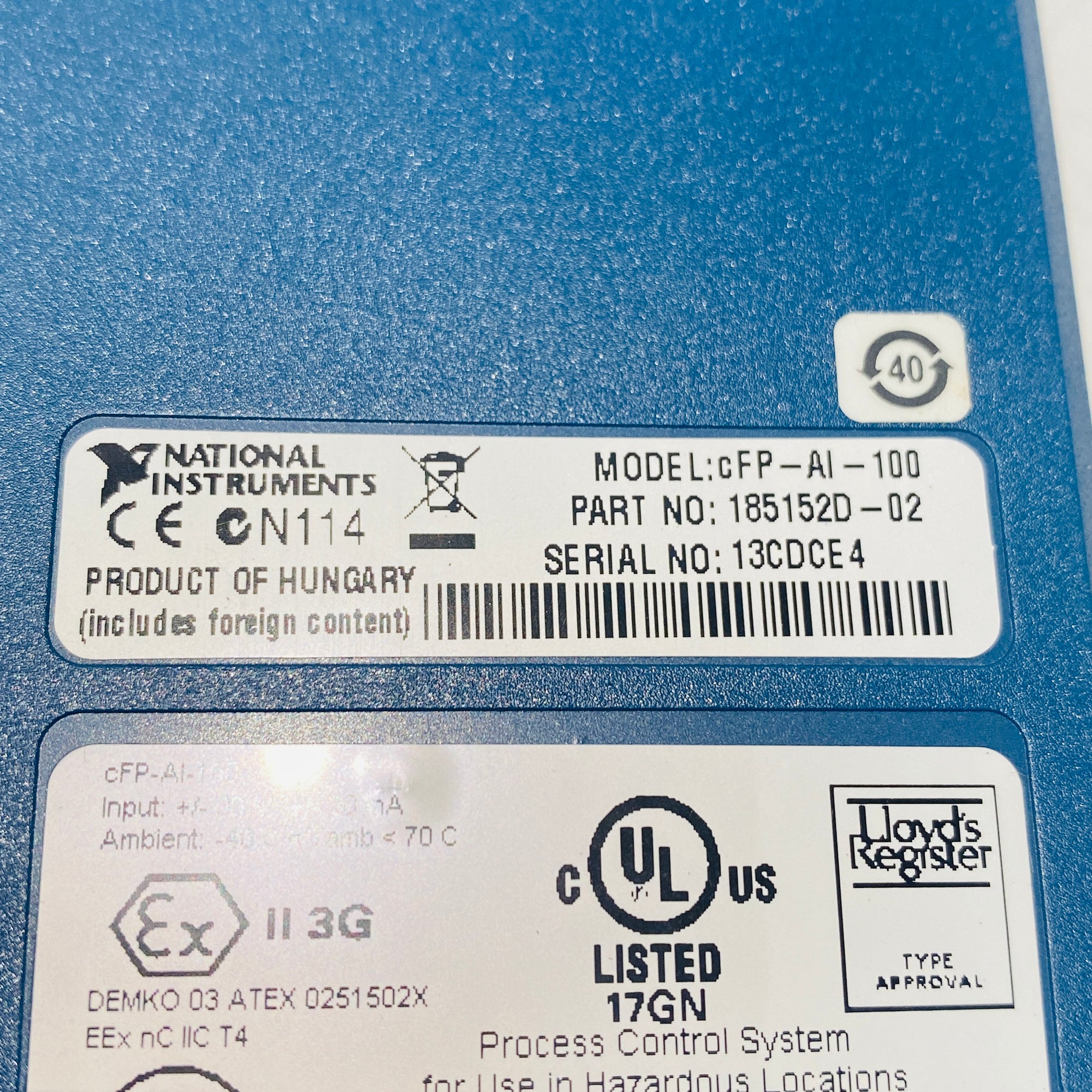 National Instruments cFP-AI-100 8 Chanel 12 Bit Analog Input Module