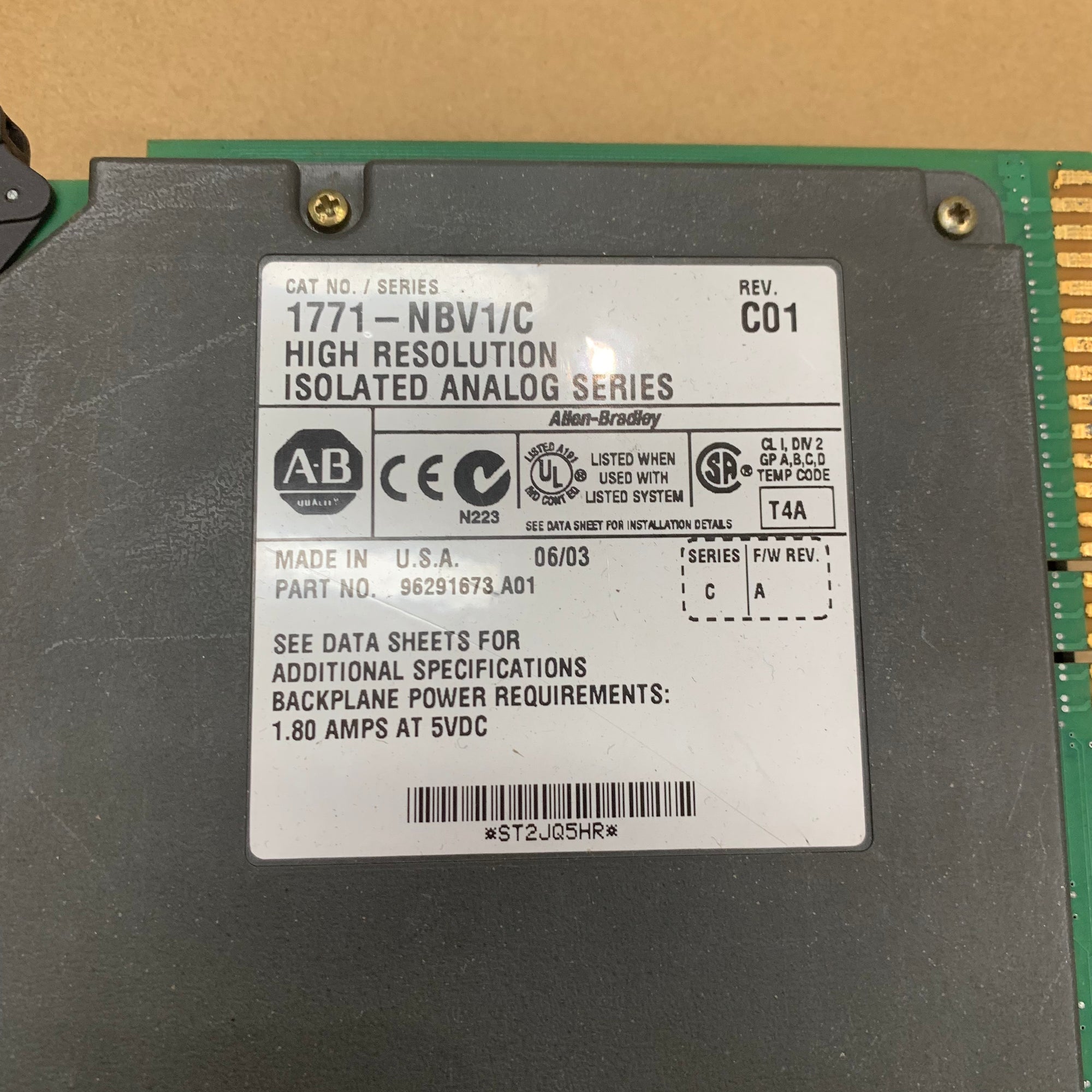 Allen Bradley 1771-NBV1 高解析度隔離模擬模組系列 C