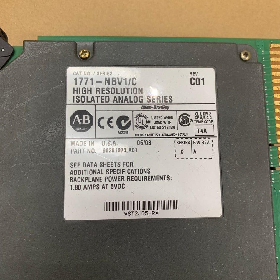 Allen Bradley 1771-NBV1 High Resolution Isolated Analog Module Ser C