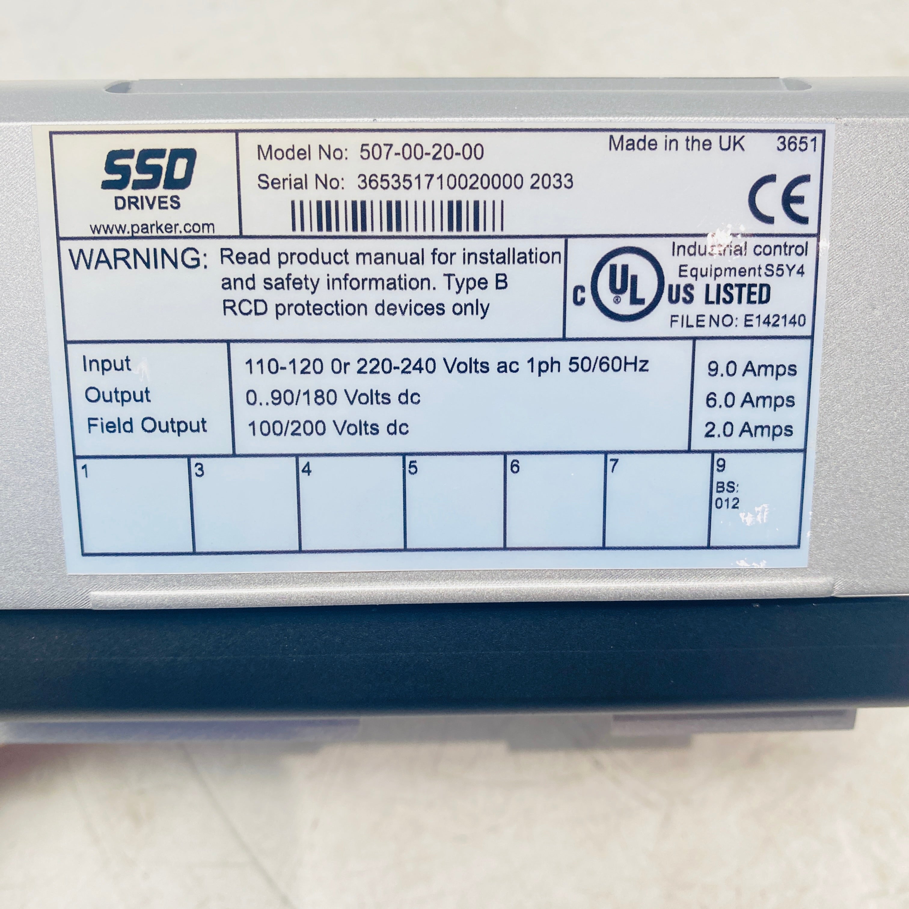 Parker 507-00-20-00 DC Speed Regulator