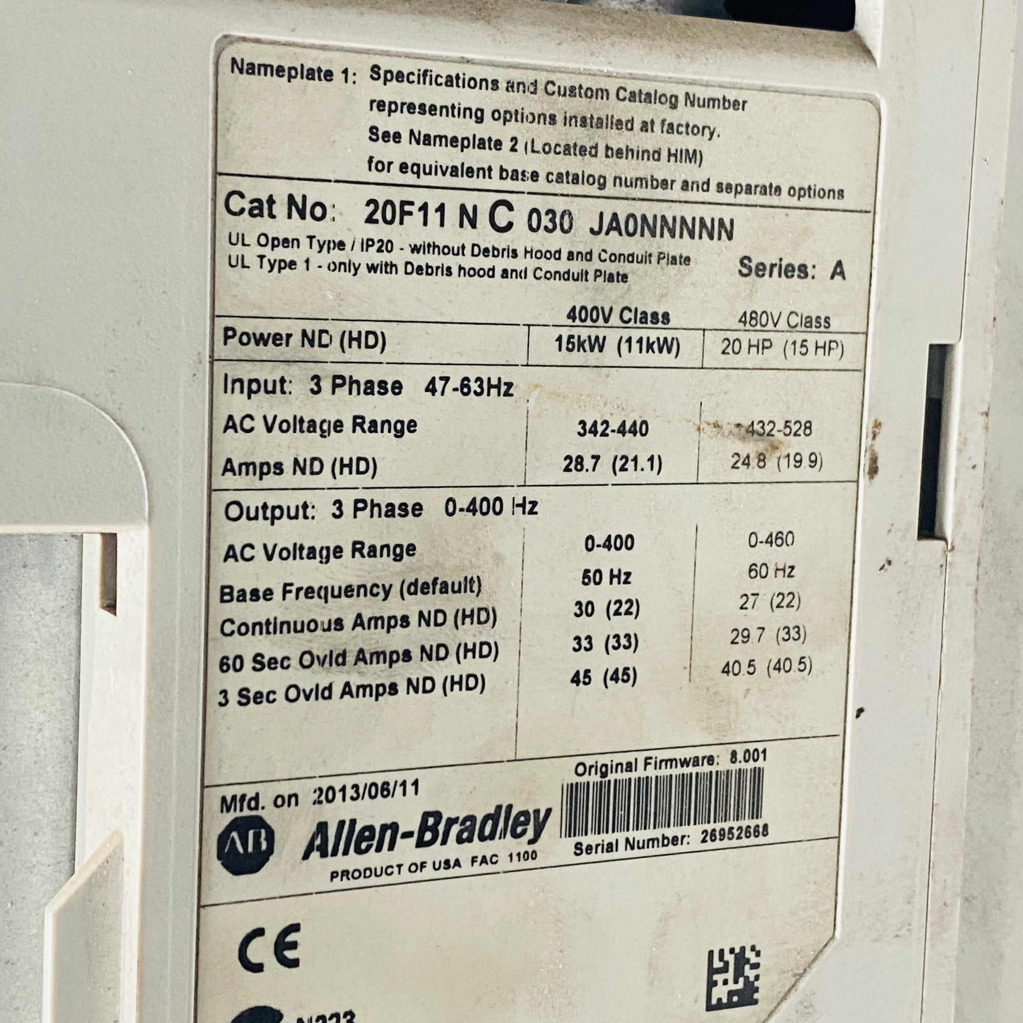 Allen Bradley 20F11NC030JA0NNNNN Powerflex 753 變頻器